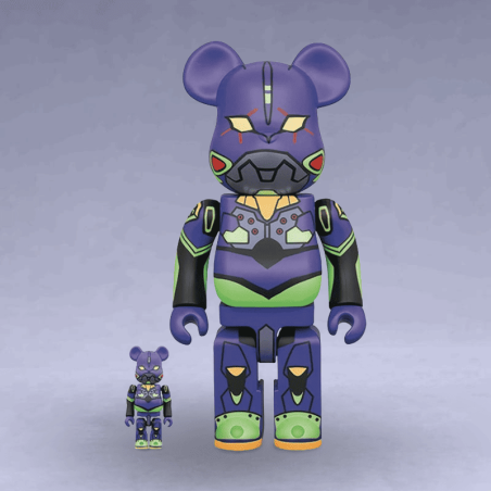 X005 Bearbrick Series Neon Genesis Evangelion Unit-01 New Paint 100% and 400% Set